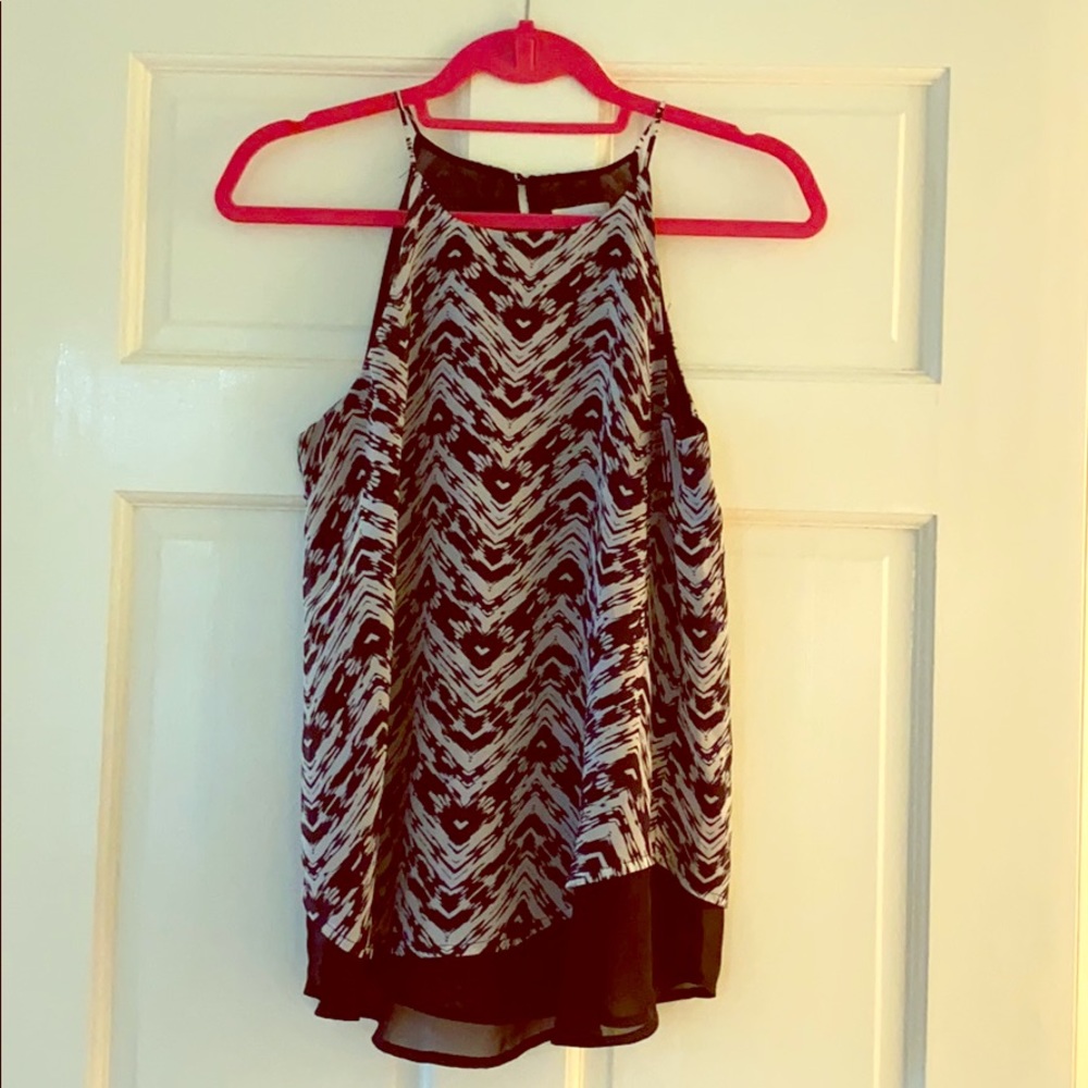 Black and White Charming Charlie Chiffon Tank